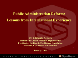 Public Administration Reform: Lessons from International Experience