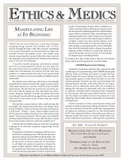 Manipulating life at its Beginning - National Catholic Bioethics Center