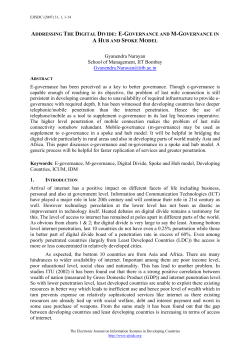 Abstract : e-governance has manifested itself in rolling out