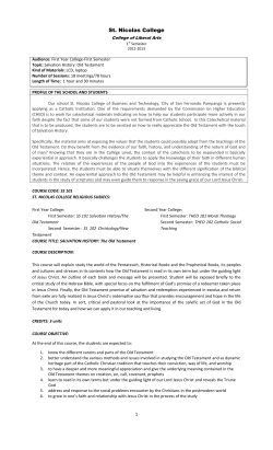 SYLLABUS on Salvation History-Old Testament for 1ST YR