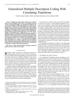 Generalized multiple description coding with correlating transforms
