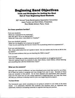 Beginning Band Objectives - Texas Bandmasters Association