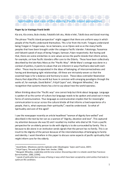A Pacific view on spirituality and ageing