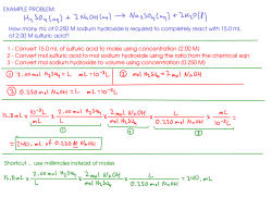 EXAMPLE PROBLEM: How many mL of 0.250 M sodium hydroxide