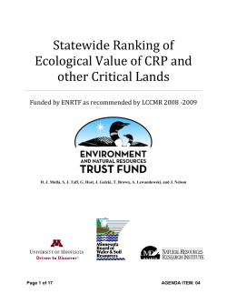 Statewide Ranking of Ecological Value of CRP and other