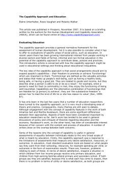 The Capability Approach and Education Elaine Unterhalter, Rosie