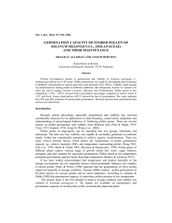 germination capacity of stored pollen of solanum