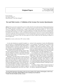 Test and Math Anxiety: A Validation of the German Test Anxiety