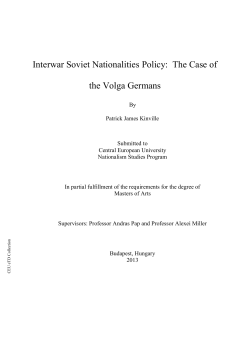 Interwar Soviet Nationalities Policy: The Case of the Volga Germans