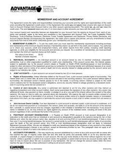 membership and account agreement