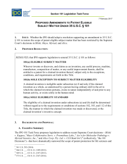 subject matter under 35 usc &sect; 101 - Intellectual Property Owners