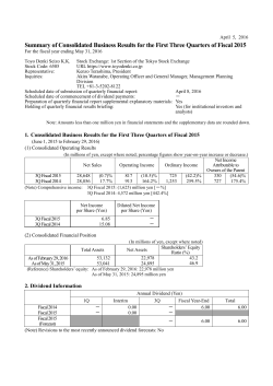 Summary of Consolidated Business Results for the First Three