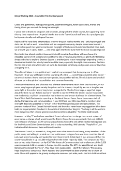 Mayor Making 2016 &ndash; Councillor Tim Harries Speech Ladies and