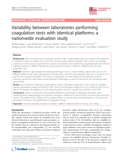 Variability between laboratories performing coagulation