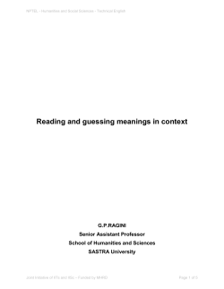 Reading and guessing meanings in context