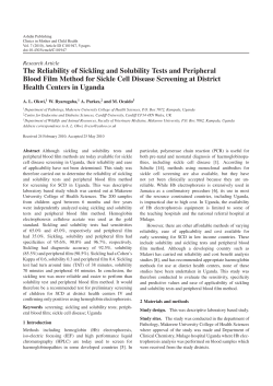 The Reliability of Sickling and Solubility Tests and Peripheral Blood