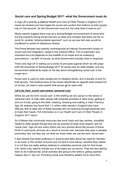 Social care and Spring Budget 2017: what the Government