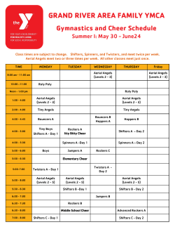 Gymnastics and Cheer Schedule - Grand River Area Family YMCA