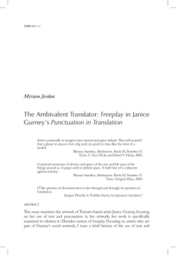 The Ambivalent Translator: Freeplay in Janice Gurney`s Punctuation