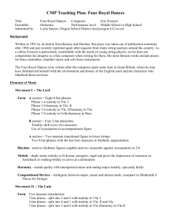 CMP Teaching Plan: Four Royal Dances
