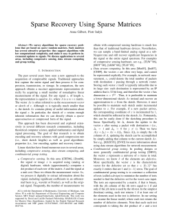 Sparse Recovery Using Sparse Matrices