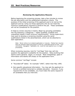 Reviewing the Application/Resume