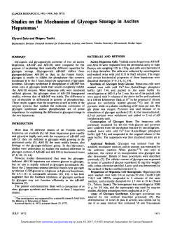 Studies on the Mechanism of Glycogen Storage