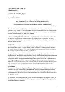 An Opportunity to Reform the National Assembly
