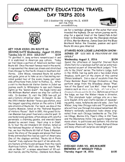 COMMUNITY EDUCATION TRAVEL DAY TRIPS 2016