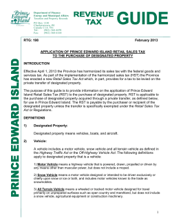 1 RTG: 198 February 2013 APPLICATION OF PRINCE EDWARD