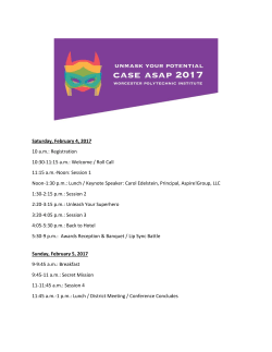 Saturday, February 4, 2017 10 a.m.: Registration 10:30