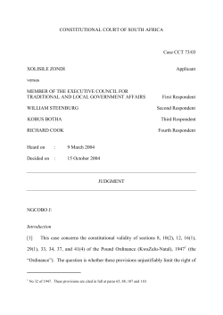 CONSTITUTIONAL COURT OF SOUTH AFRICA Case CCT 73/03