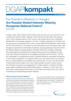 The Kremlin`s Influence in Hungary