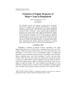 Estimates of Supply Response of Major Crops in Bangladesh
