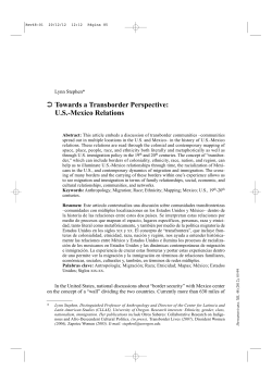 Towards a Transborder Perspective: US-Mexico Relations