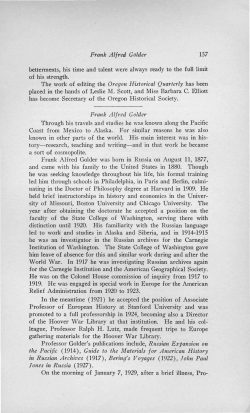 Frank Alfred Golder The work of editing the Oregon Historical