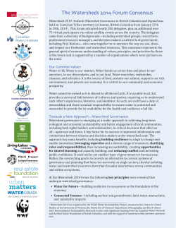 The Watersheds 2014 Forum Consensus