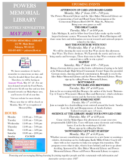 May 2016 Monthly Newsletter