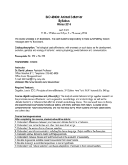 BIO 46000: Animal Behavior Syllabus