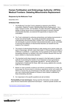 (HFEA): Medical Frontiers: Debating Mitochondria