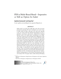 FDI in Multi-Brand Retail &ndash; Imperative or Still an