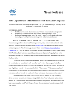 Intel Capital Invests US$17Million in South