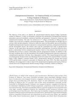 Entrepreneurial Intention - UKM Journal Article Repository