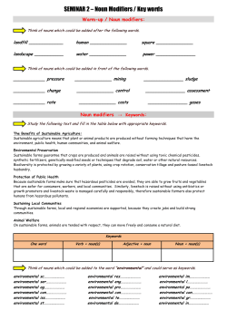 SEMINAR 2 &ndash; Noun Modifiers / Key words