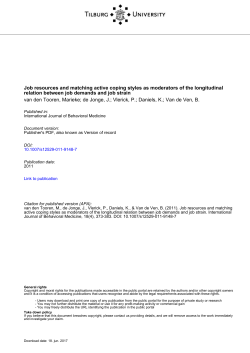 Tilburg University Job resources and matching active coping styles