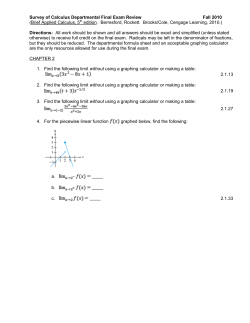 Survey of Calculus Departmental Final Exam Review Fall 2010