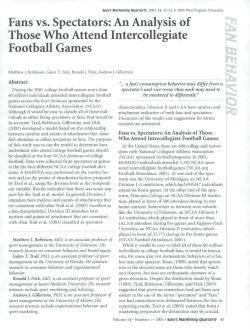 Fans vs. Spectators: An Analysis of Those Who