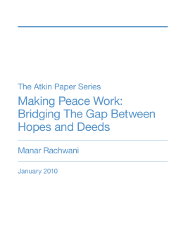 Making Peace Work: Bridging The Gap Between Hopes and Deeds