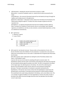IGCSE Biology Chapter 8 ANSWERS 1. a) homeostasis