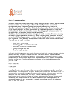Health Promotion defined Basic concepts: SEXUALITY